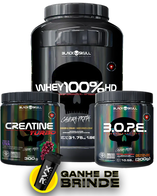 100% whey + creatina turbo 300g - BOPE 300g  BLACKSKULL