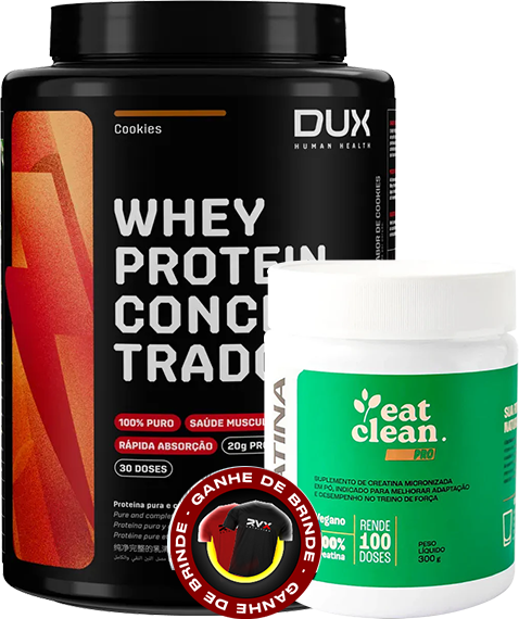 Whey Concentrado 900g + Creatina Vegana 300g - Dux Nutrition