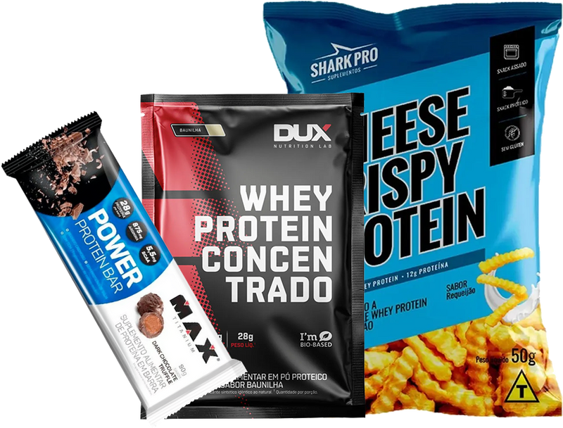 COMBO DIÁRIO - Protein bar 12g + Refil whey Dux  28g + Salgado Proteico