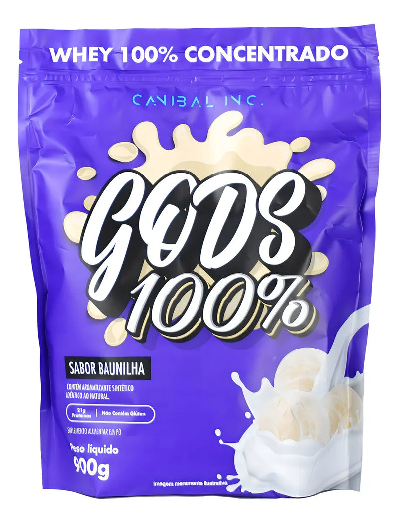 100% Whey Protein Concentrado (900g) Refil - Canibal  Sabor Baunilha