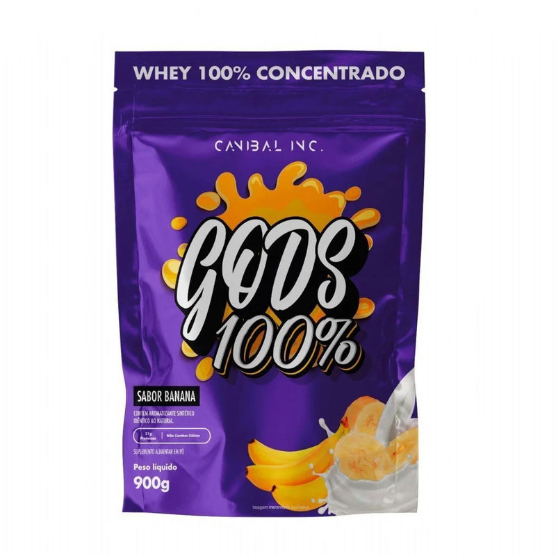 100% Whey Protein Concentrado (900g) Refil - Canibal  Sabor  Banana