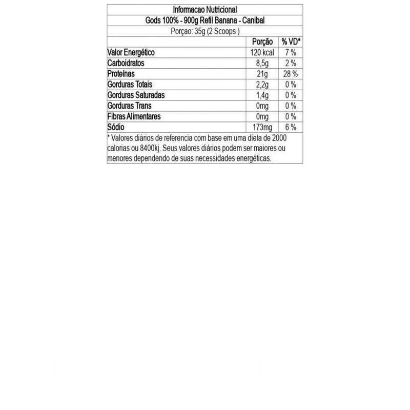 100% Whey Protein Concentrado (900g) Refil - Canibal  Sabor  Banana