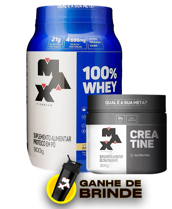 100% whey 900g + creatina 300g -  Max Titanium