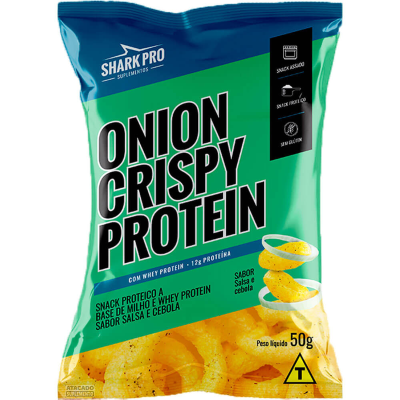 SHARK PRO - ONION CRISP SALGADINHO PROTEICO - 50G - CEBOLA E SALSA