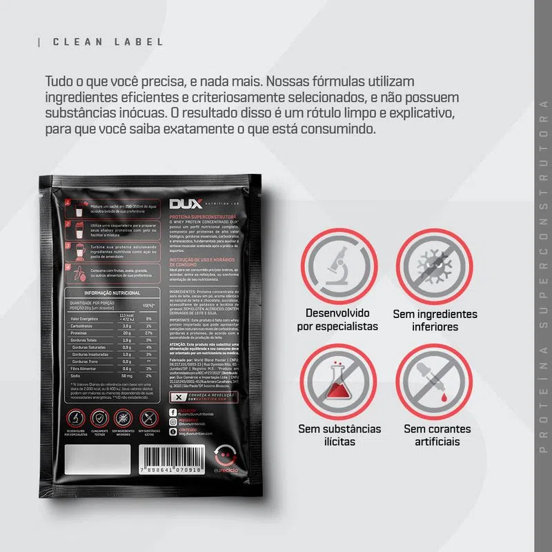 DUX NUTRITION - WHEY PROTEIN CONCENTRADO - SACHÊ 28G