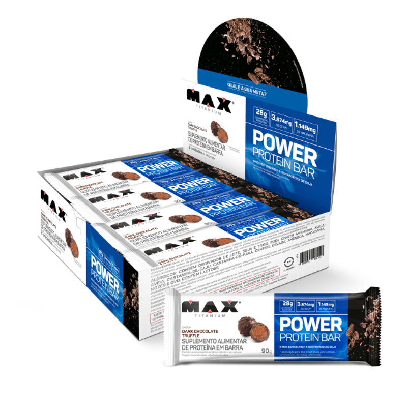 Max Titanium - Power Protein Bar 90G - 8 unidades