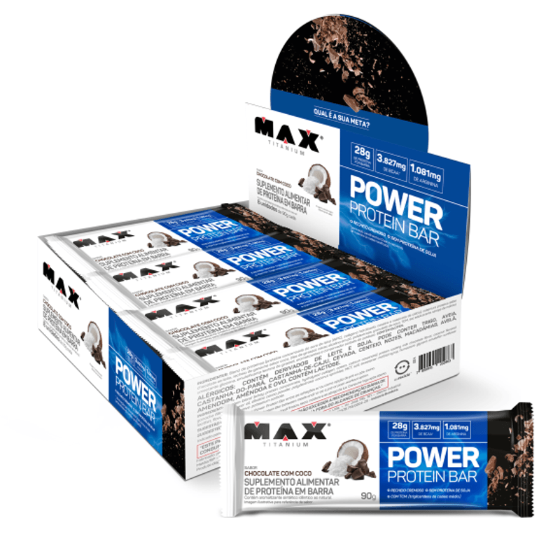 Max Titanium - Power Protein Bar 90G - 8 unidades