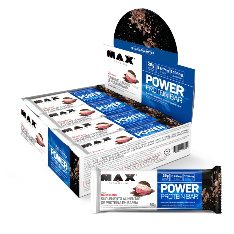 Max Titanium - Power Protein Bar 90G - 8 unidades