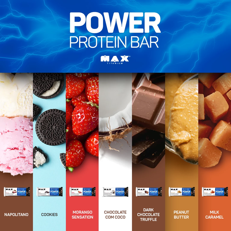 Max Titanium - Power Protein Bar 90G - 8 unidades