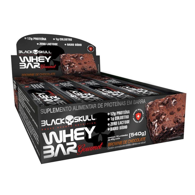 BLACK SKULL - Whey Bar Gourmet (Caixa 12 Unid. 45G)