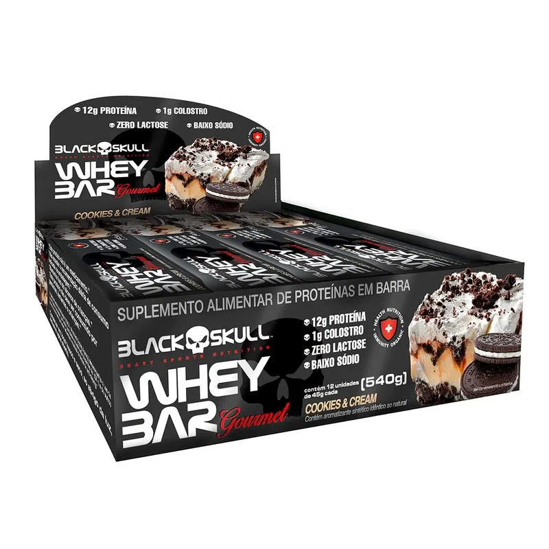 BLACK SKULL - Whey Bar Gourmet (Caixa 12 Unid. 45G)