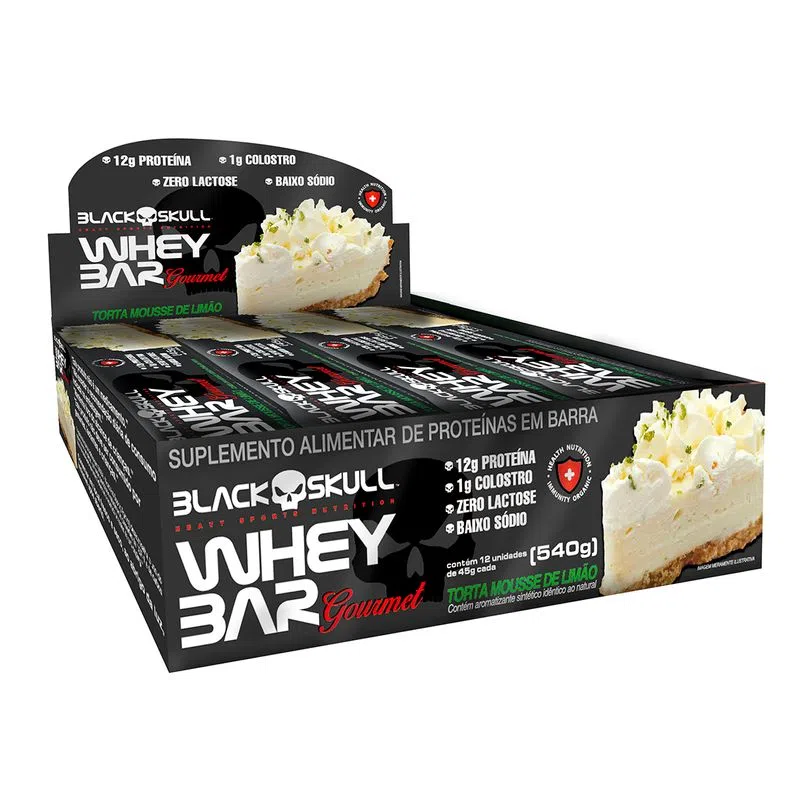 BLACK SKULL - Whey Bar Gourmet (Caixa 12 Unid. 45G)