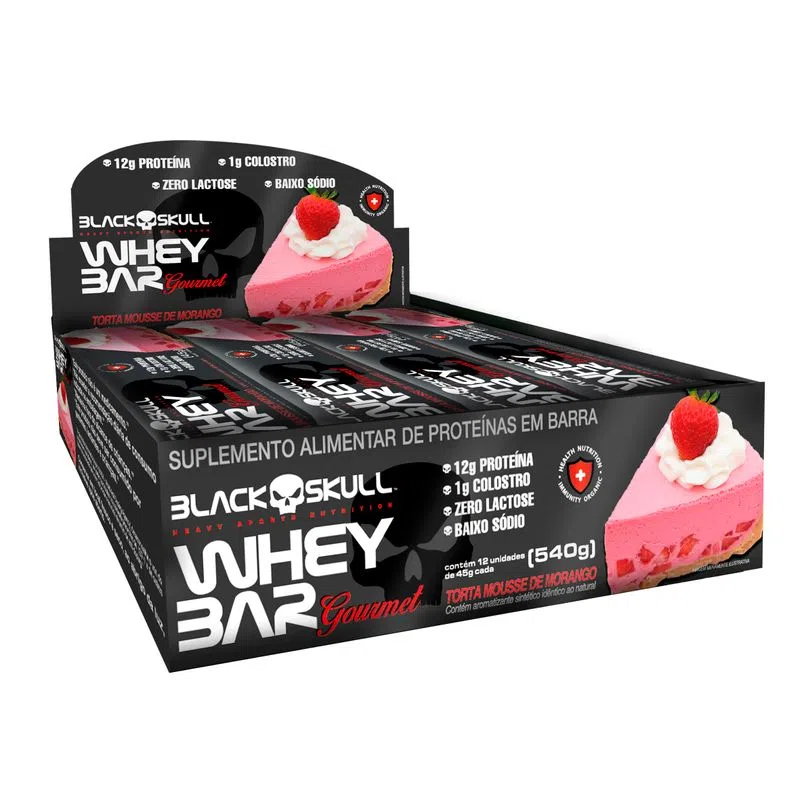 BLACK SKULL - Whey Bar Gourmet (Caixa 12 Unid. 45G)