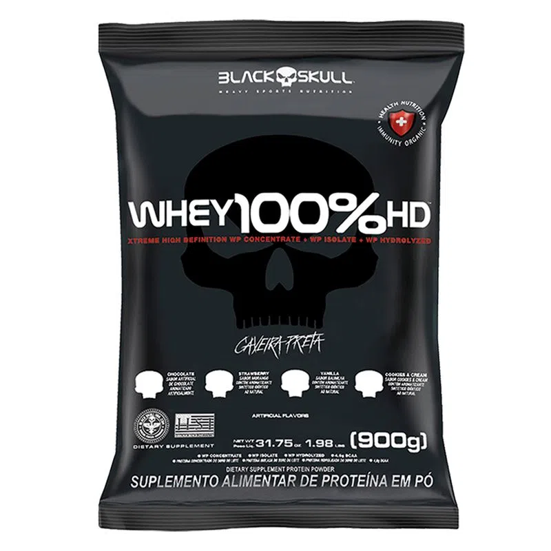 BLACK SKULL - WHEY 100% HD REFIL BLACK SKULL - 900G (WPC, WPI E WPH)