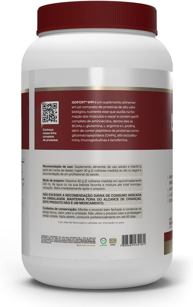 Whey Protein Isolate Pote 900g Sabor Frutas Vermelhas - Vitafor