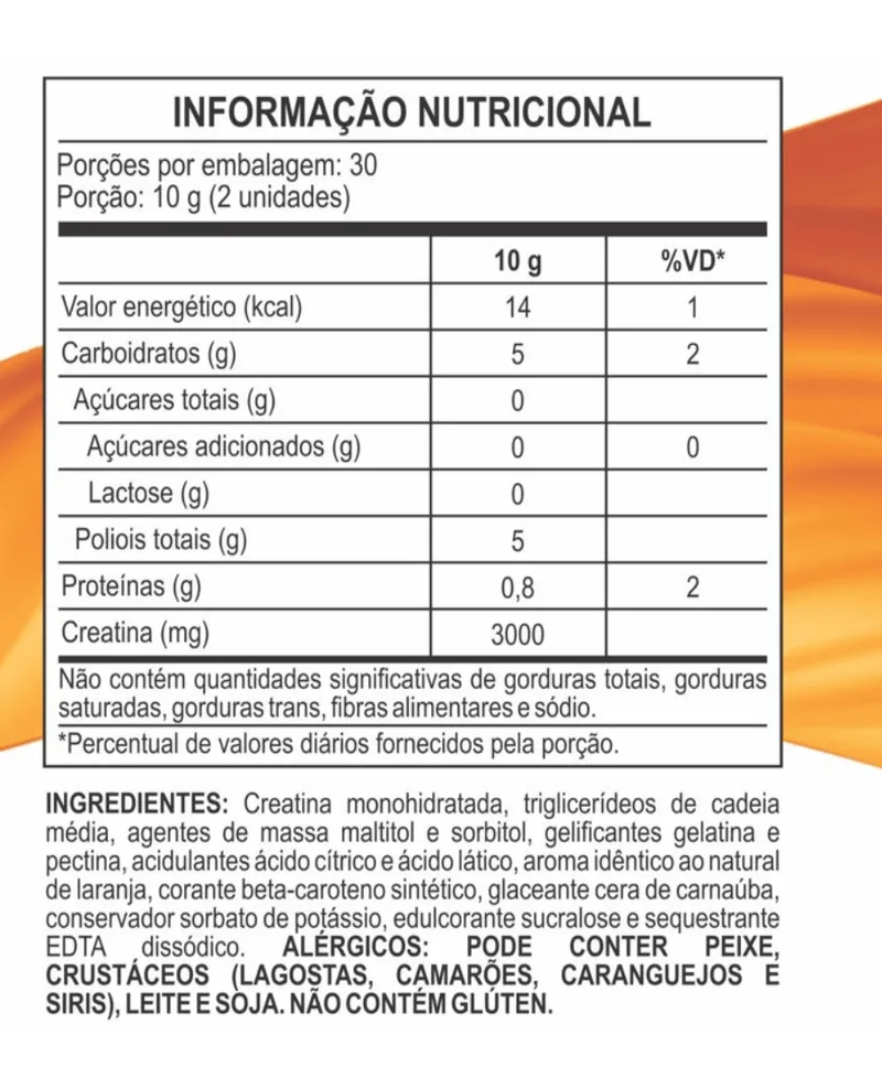 CREATINA DE GOMA 60 UN - TANGERINA- BEM ESTAR BEM