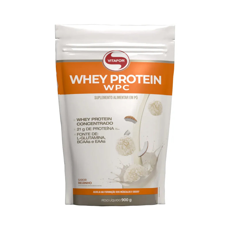 Whey Protein Concentrado  WPC (900g) Refil - Vitafor -  Sabor Beijinho