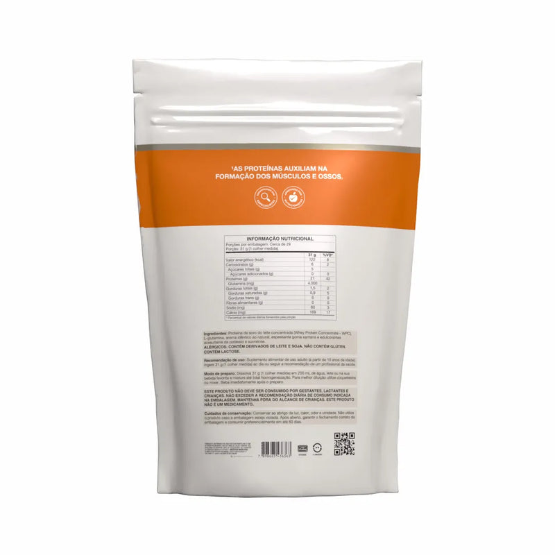 Whey Protein Concentrado  WPC (900g) Refil - Vitafor -  Sabor Beijinho
